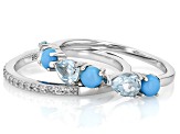 Pre-Owned Sky Blue Topaz Rhodium Over Silver Ring 1.08ctw