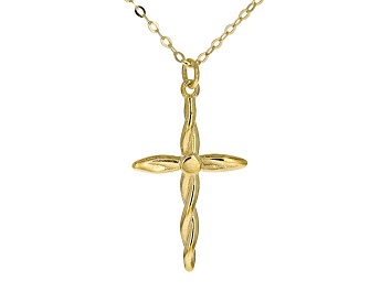 Picture of Pre-Owned 10k Yellow Gold Twisted Cross Pendant Rolo Link 20 Inch Necklace