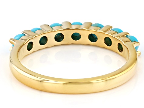 Pre-Owned Sleeping Beauty Turquosie 18k Yellow Gold Over Sterling Silver Ring