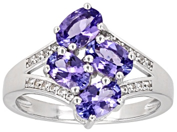 Picture of Pre-Owned Blue Tanzanite Rhodium Over Sterling Silver Ring 1.62ctw