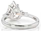 Pre-Owned White Strontium Titanate Rhodium Over Sterling Silver Ring 3.80ctw