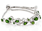 Pre-Owned Green Chrome Diopside Rhodium Over Sterling Silver Bolo Bracelet 2.39ctw