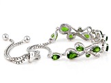 Pre-Owned Green Chrome Diopside Rhodium Over Sterling Silver Bolo Bracelet 2.39ctw
