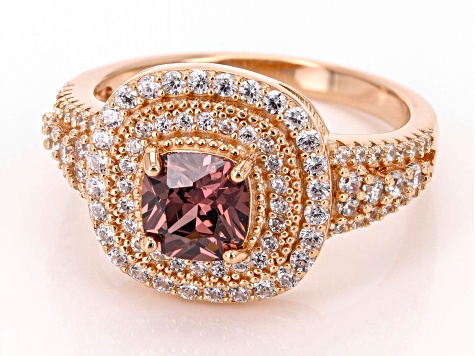 Pre-Owned  Blush And White Cubic Zirconia 18k Rose Gold Over Sterling Silver Ring 2.66ctw