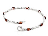Pre-Owned Red Garnet With White Zircon Rhodium Over Sterling Silver Bracelet 2.64ctw