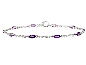 Pre-Owned Purple Amethyst With White Zircon Rhodium Over Sterling Silver Bracelet 2.43ctw