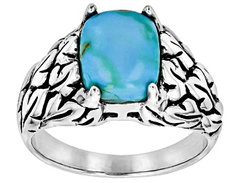 Picture of Pre-Owned Blue Composite Turquoise Sterling Silver Solitaire Ring
