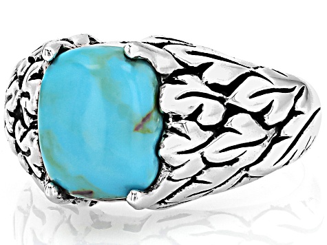 Pre-Owned Blue Composite Turquoise Sterling Silver Solitaire Ring