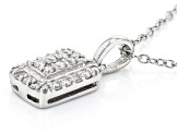 Pre-Owned White Diamond Platinum Over Sterling Silver Cluster Pendant With 18" Cable Chain 0.30ctw