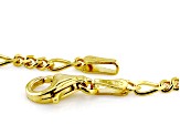 Pre-Owned 18k Yellow Gold Over Sterling Silver 2mm Figaro Link Bracelet