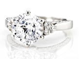 Pre-Owned White Cubic Zirconia Rhodium Over Sterling Silver Love Cut Ring 6.98ctw