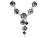 Pre-Owned Tahitian Mother-of-Pearl Rhodium Over Sterling Silver 19 Inch Floral Necklace