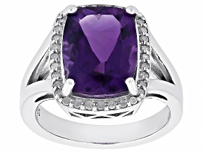 Pre-Owned Purple Amethyst Rhodium Over Sterling Silver Ring 5.75ctw