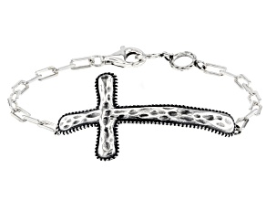Pre-Owned Sterling Silver Textured  Cross Bracelet