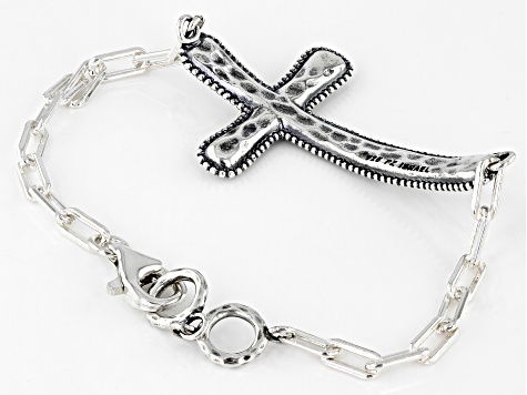 Pre-Owned Sterling Silver Textured Cross Bracelet - P61776 | JTV