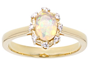 Pre-Owned Ethiopian Opal 18k Yellow Gold Over Sterling Silver Ring 0.43ctw