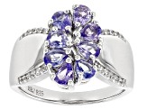 Pre-Owned Blue Tanzanite Rhodium Over Sterling Silver Ring 1.28ctw