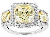 Pre-Owned Yellow And White Cubic Zirconia Rhodium Over Sterling Silver Ring 9.14ctw