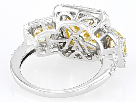 Pre-Owned Yellow And White Cubic Zirconia Rhodium Over Sterling Silver Ring 9.14ctw