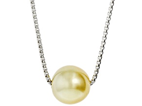 Pre-Owned Golden Cultured South Sea Pearl Rhodium Over Sterling Silver Necklace