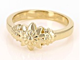 Pre-Owned 18K Yellow Gold Over Sterling Silver Floral Ring