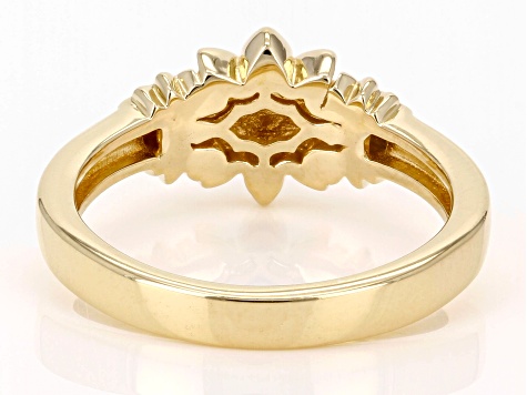 Pre-Owned 18K Yellow Gold Over Sterling Silver Floral Ring