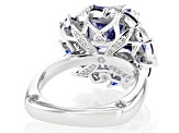 Pre-Owned Blue And White Cubic Zirconia with Lab Created Blue Spinel Rhodium Over Silver Ring 10.18c