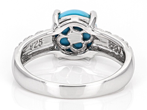 Pre-Owned Blue Sleeping Beauty Turquoise Rhodium Over Sterling Silver Solitaire Ring