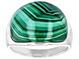 Pre-Owned Green Malachite Rhodium Over Sterling Silver Ring