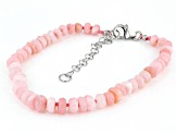 Pre-Owned Pink Peruvian Opal Rhodium Over Sterling Silver Beaded Bracelet