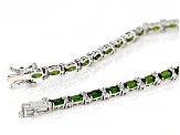 Pre-Owned Green Chrome Diopside With White Zircon Rhodium Over Sterling Silver Bracelet 8.10ctw