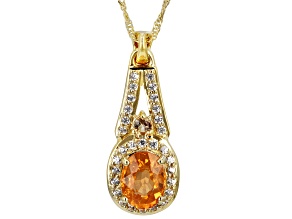 Pre-Owned Orange Spessartite 10k Yellow Gold Pendant With Chain 1.91ctw