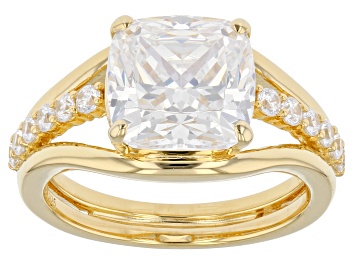 Picture of Pre-Owned White Cubic Zirconia 18k Yellow Gold Over Sterling Silver Ring 9.04ctw