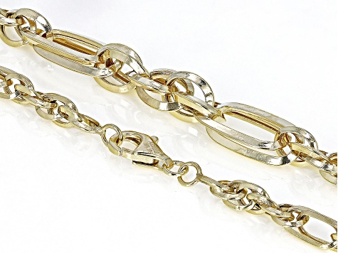 Pre-Owned 10K Yellow Gold Graduated Mixed Link 18 Inch Necklace