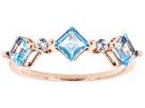 Pre-Owned Swiss Blue Topaz 10k Rose Gold Band Ring 1.35ctw