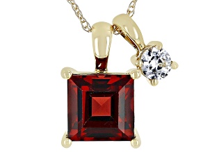 Pre-Owned Red Garnet 10k Yellow Gold Pendant With Chain 1.34ctw
