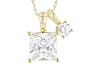 Pre-Owned White Zircon10k Yellow Gold Pendant With Chain 1.33ctw