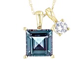 Pre-Owned Blue Lab Created Alexandrite 10k Yellow Gold Pendant With Chain 1.24ctw