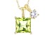Pre-Owned Green Peridot 10k Yellow Gold Pendant With Chain 1.11ctw