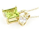 Pre-Owned Green Peridot 10k Yellow Gold Pendant With Chain 1.11ctw