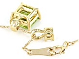 Pre-Owned Green Peridot 10k Yellow Gold Pendant With Chain 1.11ctw