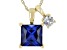 Pre-Owned Blue Lab Created Sapphire 10k Yellow Gold Pendant with Chain 1.41ctw