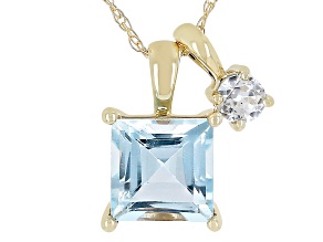 Pre-Owned Sky Blue Glacier Topaz 10k Yellow Gold Pendant With Chain 1.33ctw