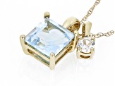 Pre-Owned Sky Blue Glacier Topaz 10k Yellow Gold Pendant With Chain 1.33ctw