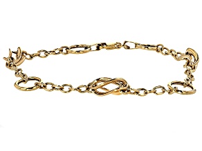 Pre-Owned 10k Yellow Gold Hollow Fancy Station Bracelet 7.5 inch