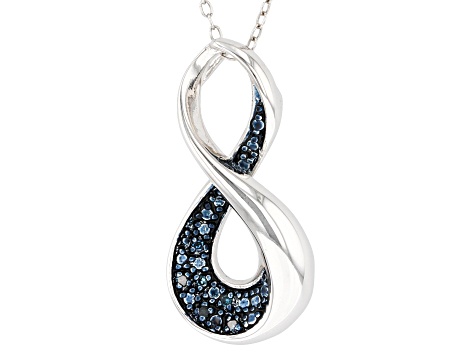 Pre-Owned Blue Diamond Accent Rhodium Over Sterling Silver Slide Pendant With 18" Cable Chain