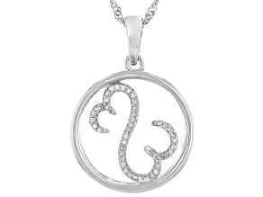 Pre-Owned White Diamond Rhodium Over Sterling Silver Pendant With Chain 0.15ctw
