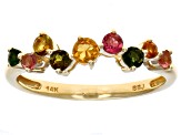 Pre-Owned Multi-Tourmaline 14k Yellow Gold Ring .45ctw