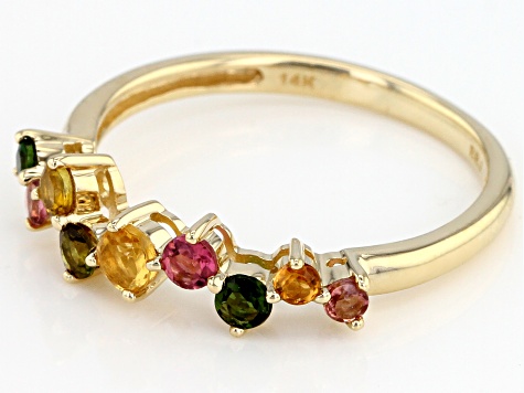 Pre-Owned Multi-Tourmaline 14k Yellow Gold Ring .45ctw