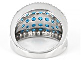 Pre-Owned Blue Neon Apatite Rhodium Over Sterling Silver Ring 3.00ctw